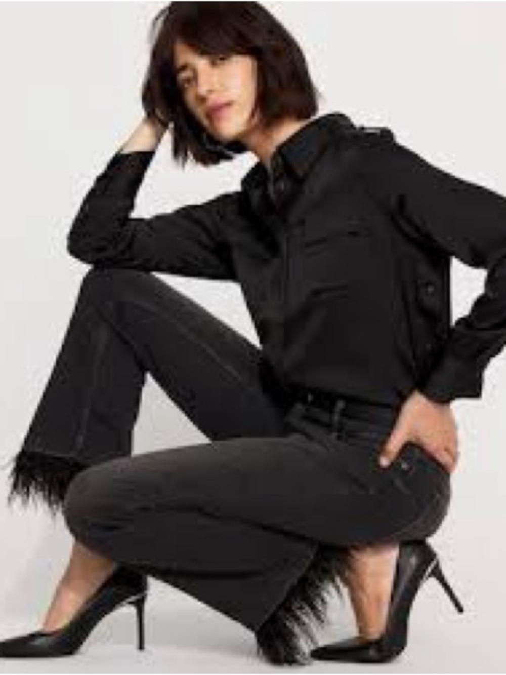 White House Black Market Removable Feather Hem High Rise Kick Flare Jeans Pants